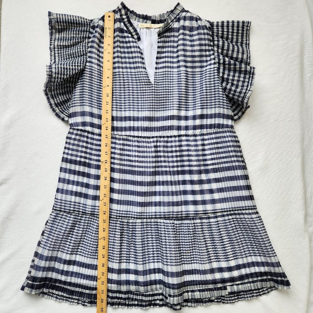 Marie Oliver Bay Dress Organdy Check Blue White Gingham Ruffle Coquette Feminine - Picture 11 of 12